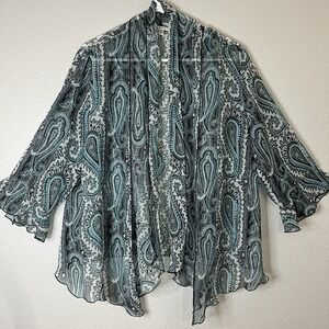 Nicola Sheer Retro Paisley Western Polyester Women's Top Blouse Size XL